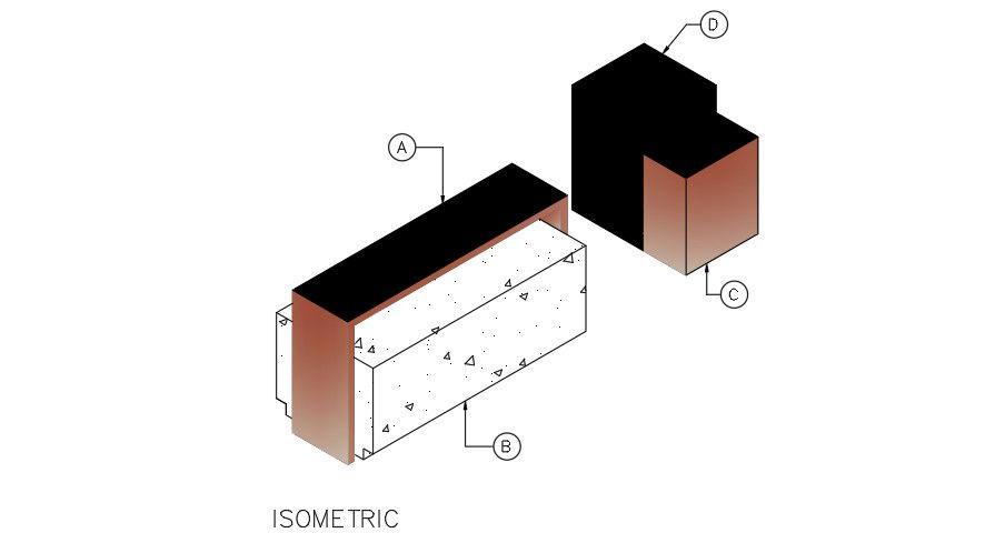 1400x460mm Box AutoCAD Model Featuring Front and Side Views