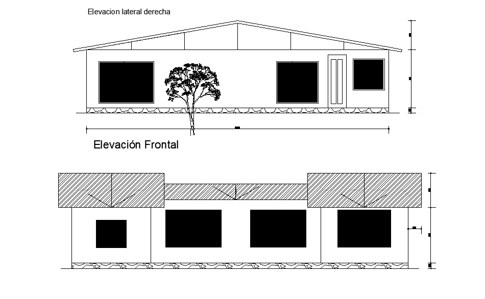 140 Square Meter House Building Elevation Design Download DWG File