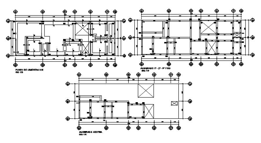 140 Square Meter House Foundation Plan And Center Line Plan Download DWG File
