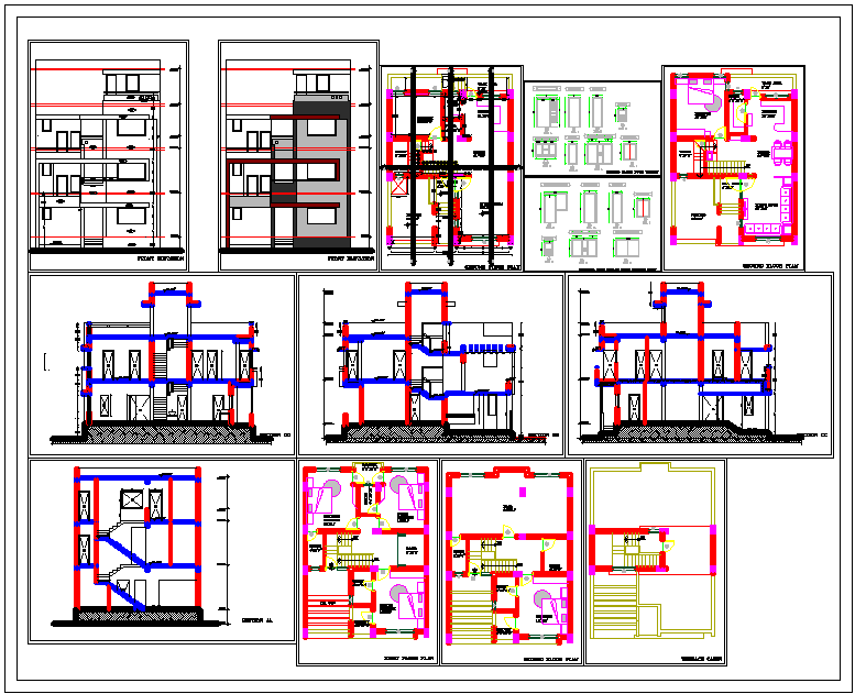 Modern House Design AutoCAD DWG File with Plan and Elevation View