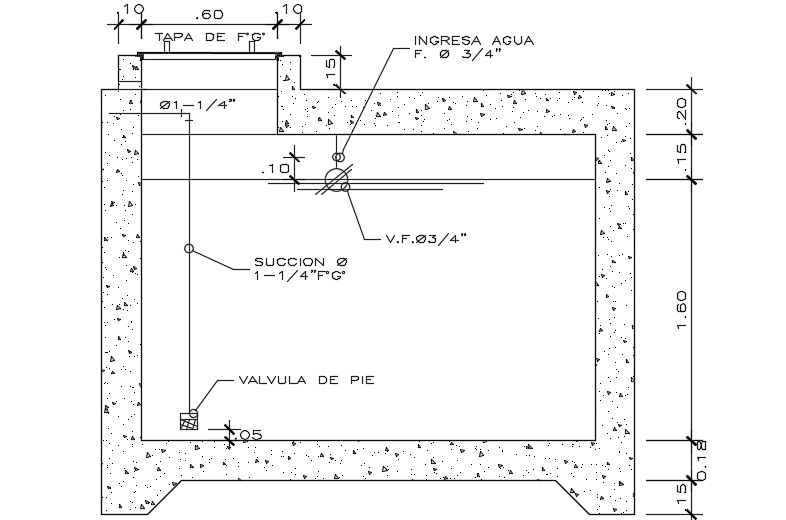 145x230 water tank plans is given in this 2D AutoCAD file