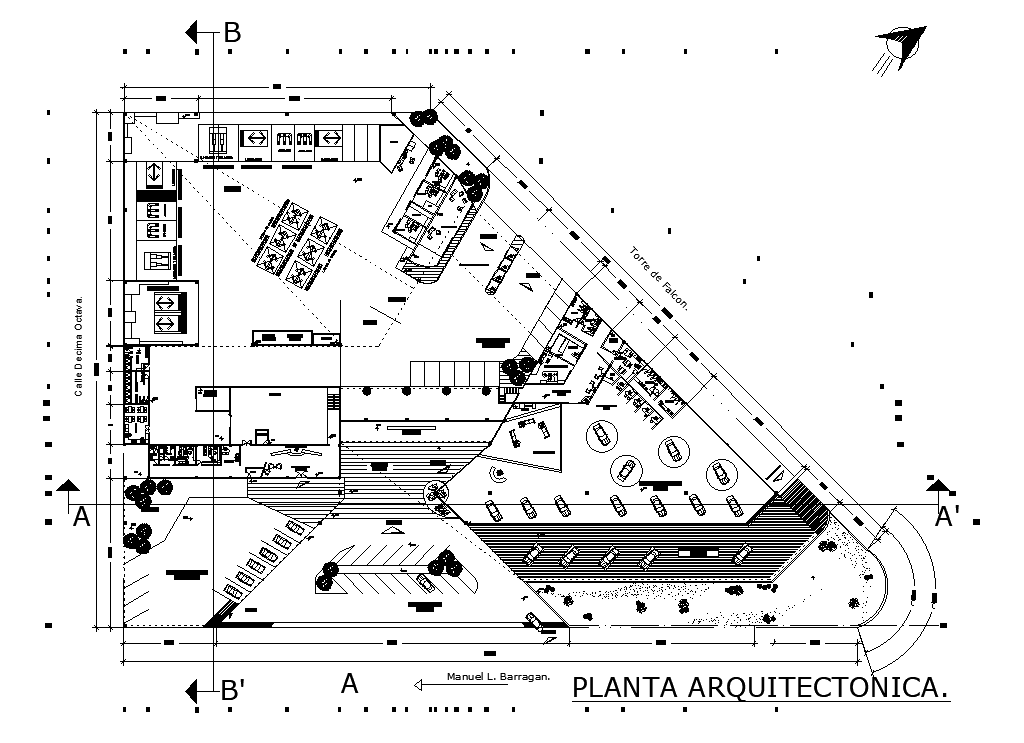 147x103m office plan 2D AutoCAD drawing