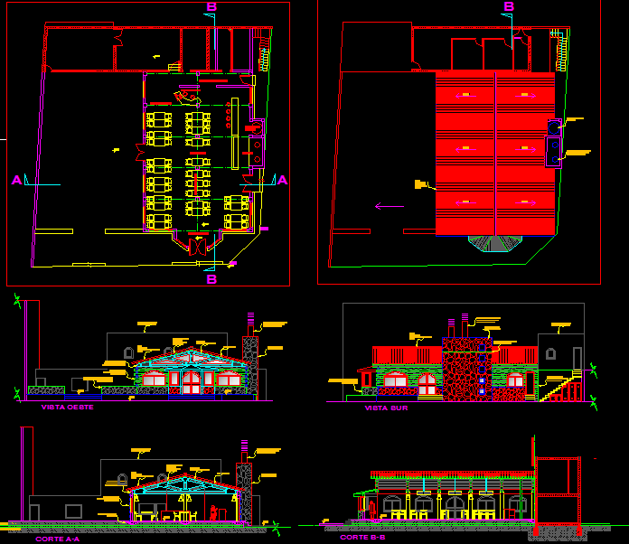 Restaurant AutoCAD DWG Design File with Complete Plan and Elevation