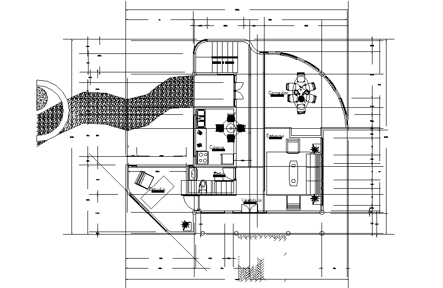14X11m house plan is given in this Autocad drawing file. Download now.