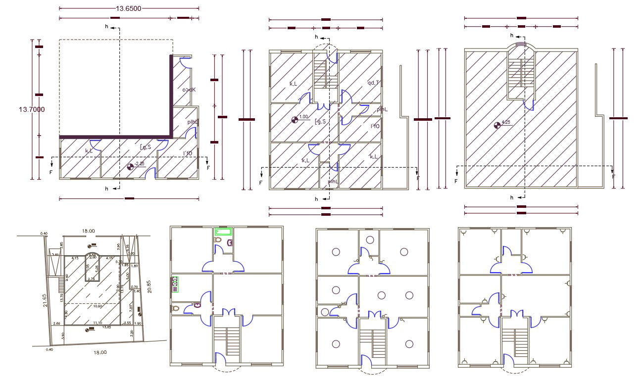 14 X 14 Square Meter House Plan CAD File