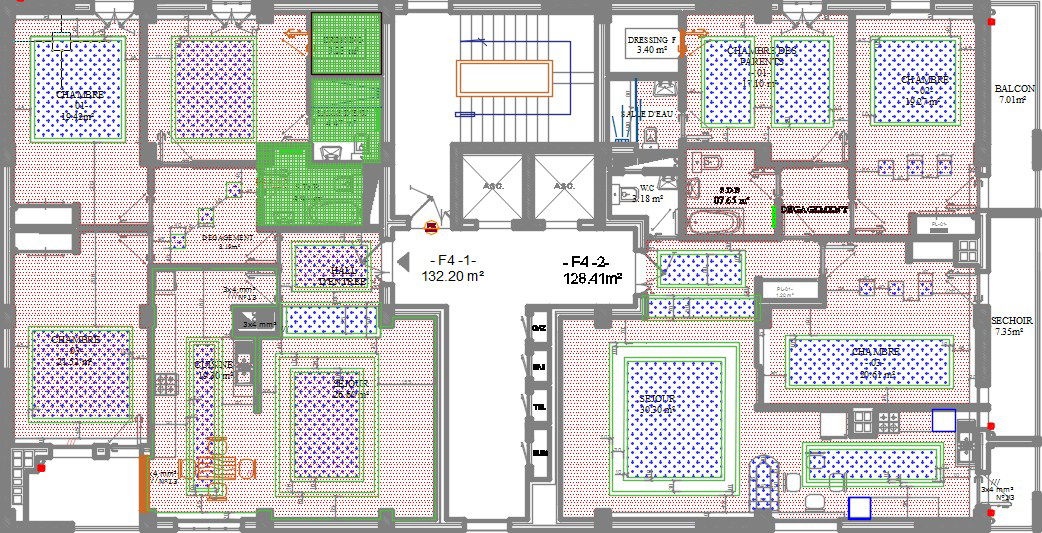14X26m house plan with 3bhk architecture drawing
