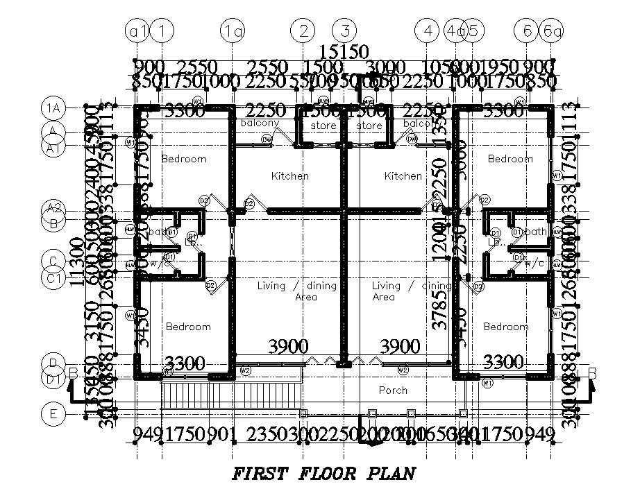 14x10m first floor house plan is given in this Autocad drawing file. Download now.