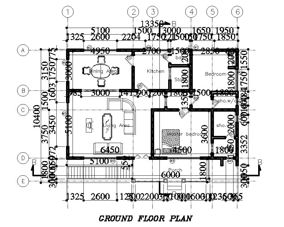 14x10m house plan is given in this Autocad drawing file. Download now.