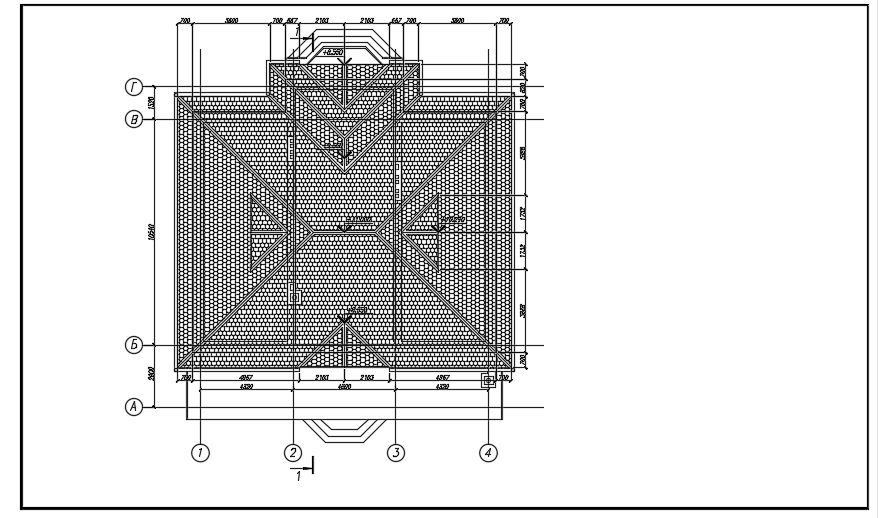 14x10m house plan of the roof layout AutoCAD drawing