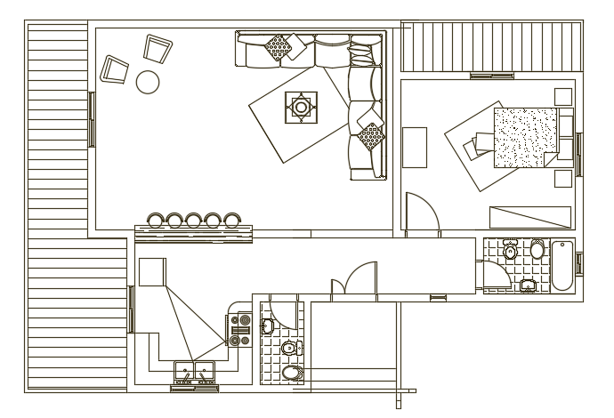 14x10m single bedroom simple house plan AutoCAD model