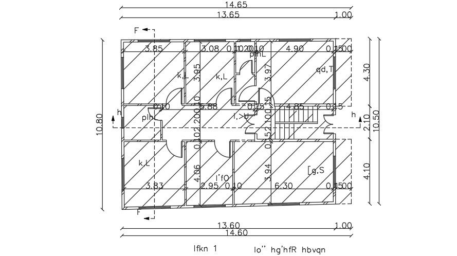 14x11m house plan AutoCAD drawing