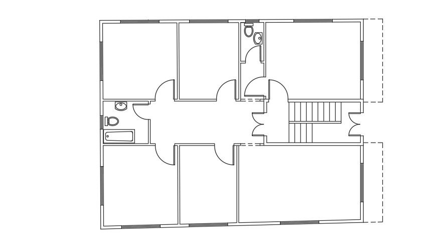 14x11m house plan of the sanitary CAD block drawing