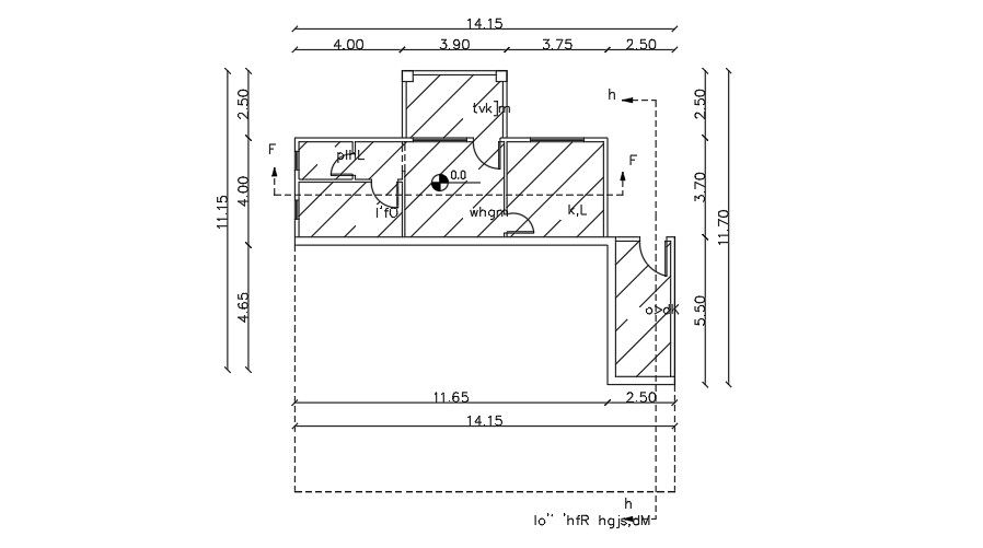 14x12 Meter House Basement Plan CAD Layout File
