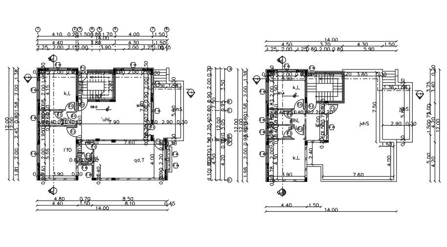 14x12 Meter House Floor Plan CAD DWG File