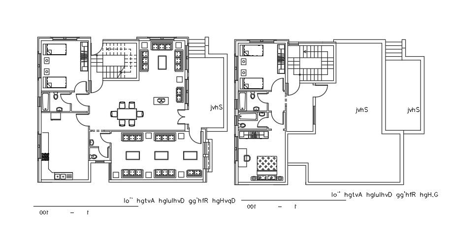 14x12 Meter House Furniture Layout Plan AutoCAD File