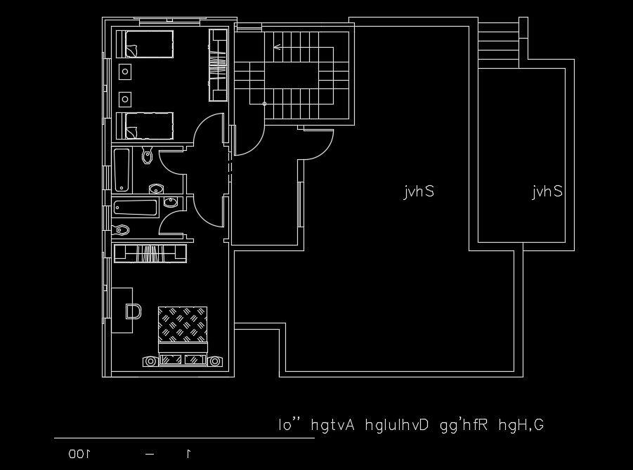 First Floor 14x12m House AutoCAD DWG with Furniture Plan
