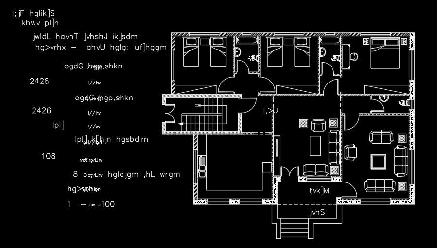 14x12m Residential Floor Plan AutoCAD with Furniture Design