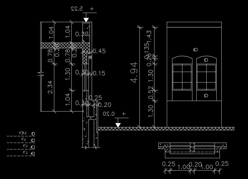 14x12m house plan left side elevation of the staircase window