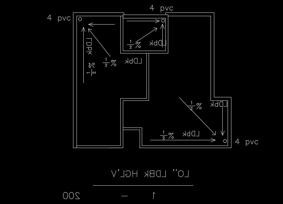14x12m house plan rainwater pipeline AutoCAD drawing
