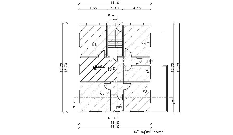 14x13 Meter First Floor House Plan AutoCAD File
