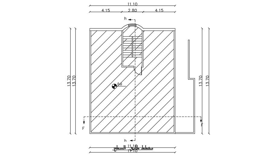 14x13 Meter House Terrace Plan AutoCAD File