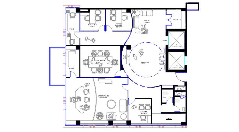 14x13 Meter Office Building Plan DWG File