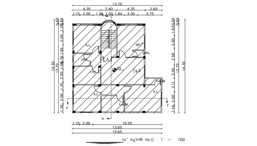 14x13 Meter Second Floor House Plan AutoCAD File