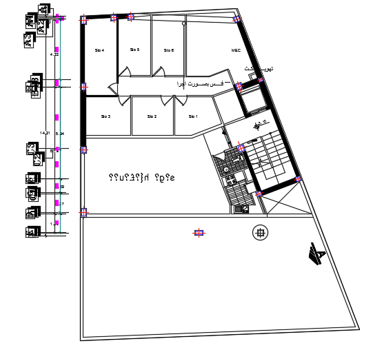 14x14m architecture apartment basement floor plan cad drawing is given in this file