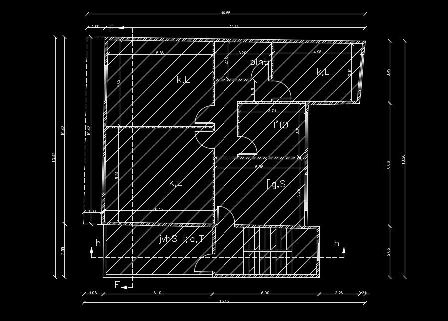 14x14m architecture first floor house plan drawing
