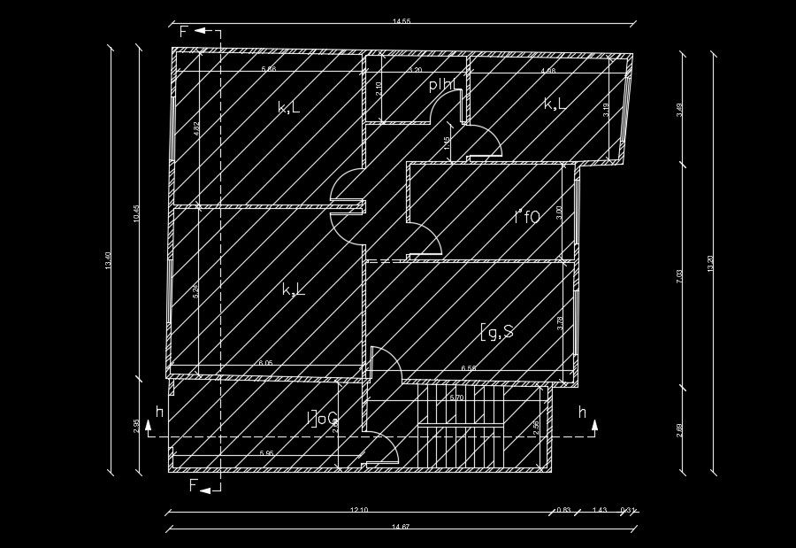 14x14m architecture ground floor house plan drawing