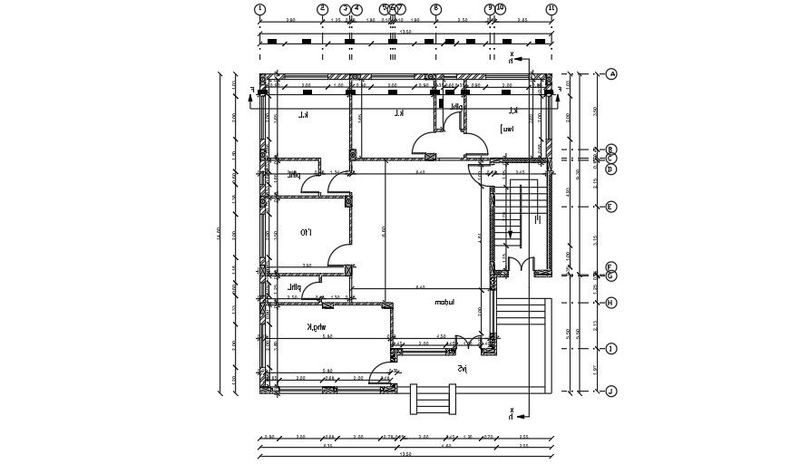 14x14meter 2D AutoCAD house plan drawing download now