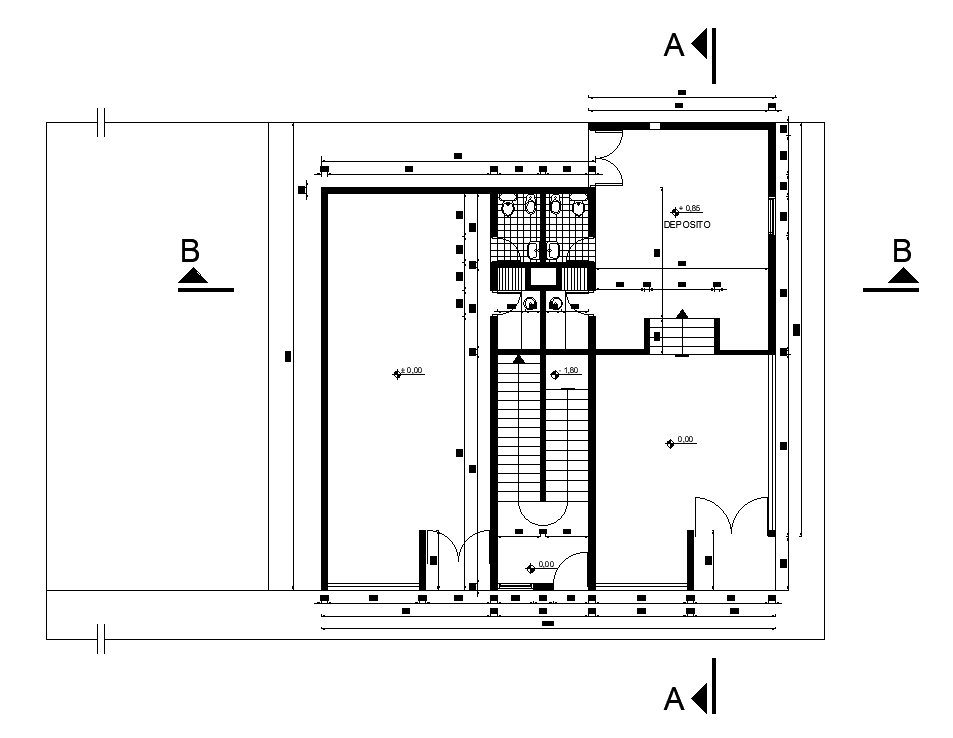 14x14m first floor duplex house plan is given in this AutoCAD drawing model. Download now.