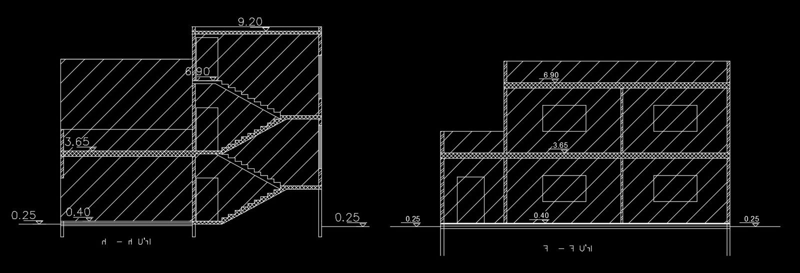 14x14m house building section view