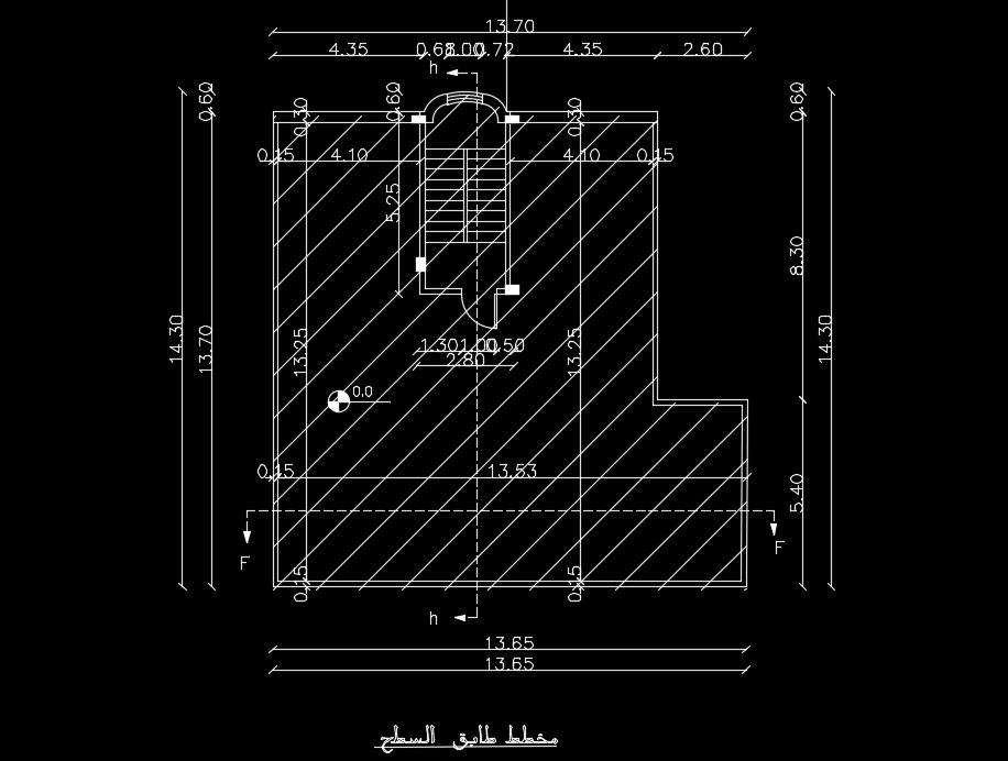 14x14m house plan of the staircase location detail