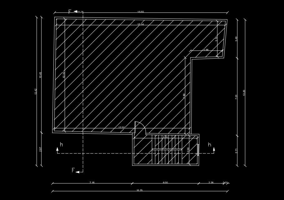 14x14m house plan roof floor layout AutoCAD drawing