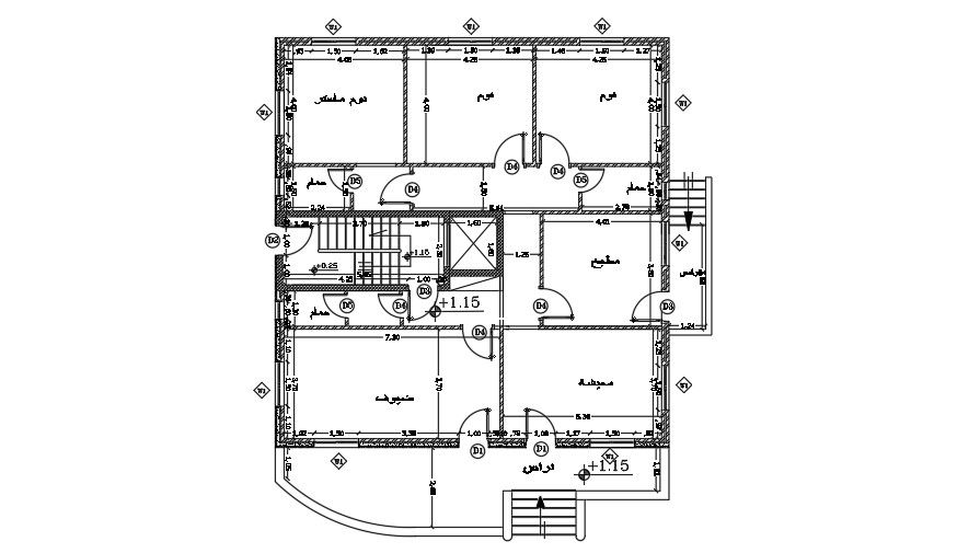 14x16 Meter 3 BHK House Ground Floor Plan DWG File Download