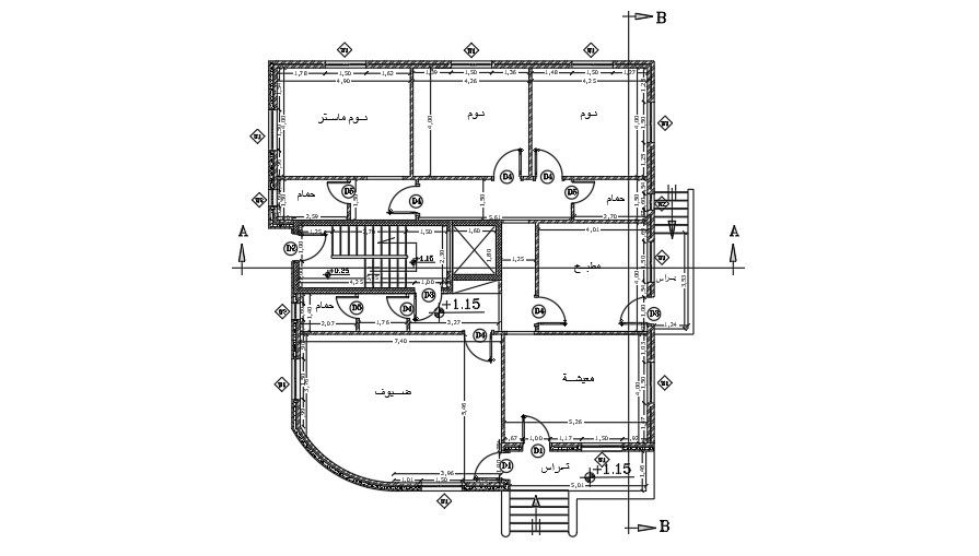 14x16 Meter 3 BHK House Plan DWG File Download