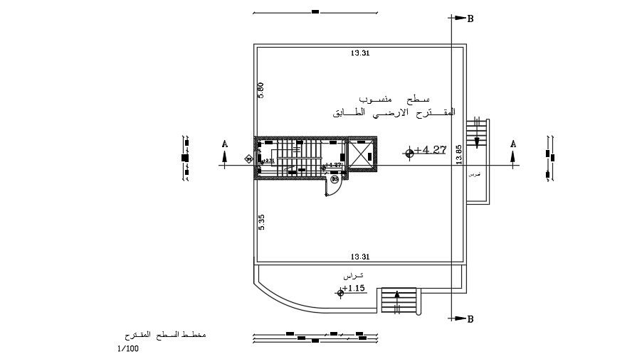 14x16 Meter 3 BHK House Terrace Plan AutoCAD File