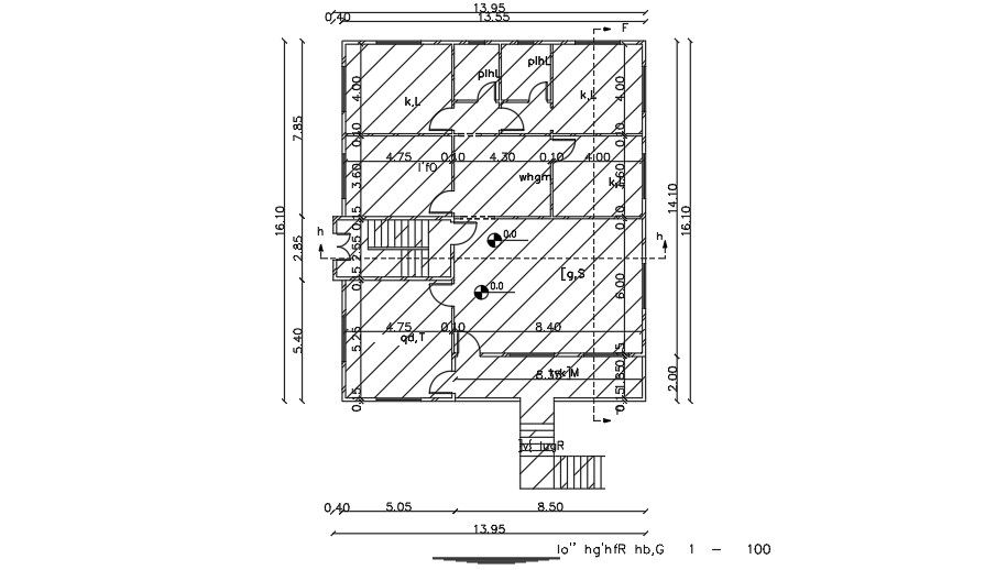 14x16 Meter 4 BHK Apartment Ground Floor Plan AutoCAD File