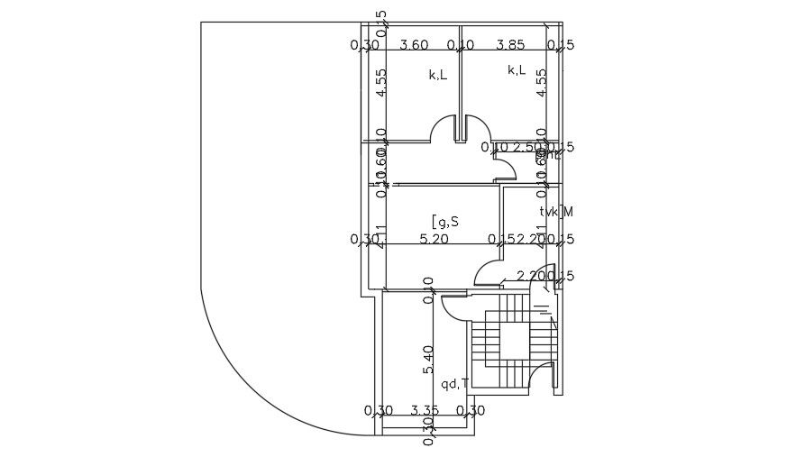 14x16 Meter 5 BHK Second Floor Plan AutoCAD File