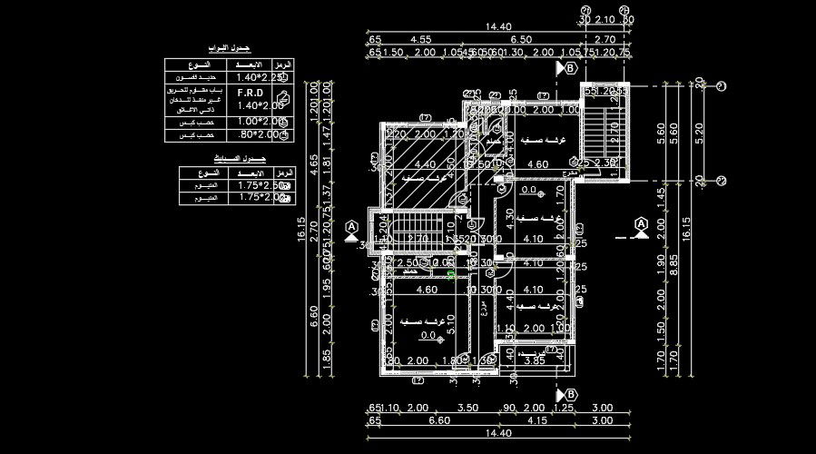 14x16m architecture school plan AutoCAD drawing