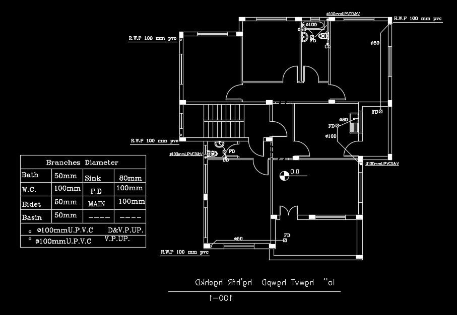 14x16m house plan of the sanitary line Download the file now