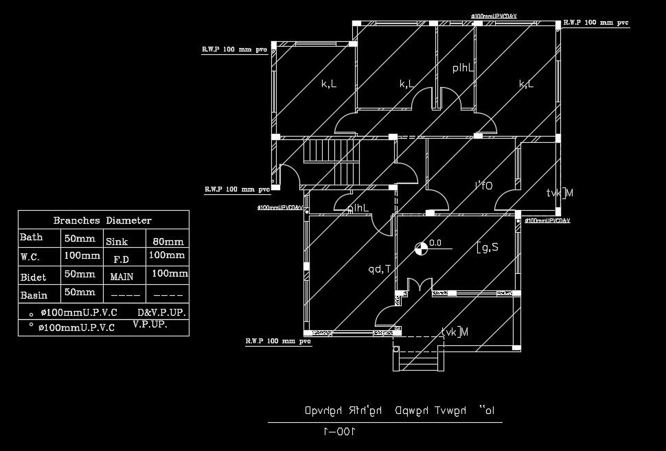 14x16m house plan of the sanitary line measurement Download now