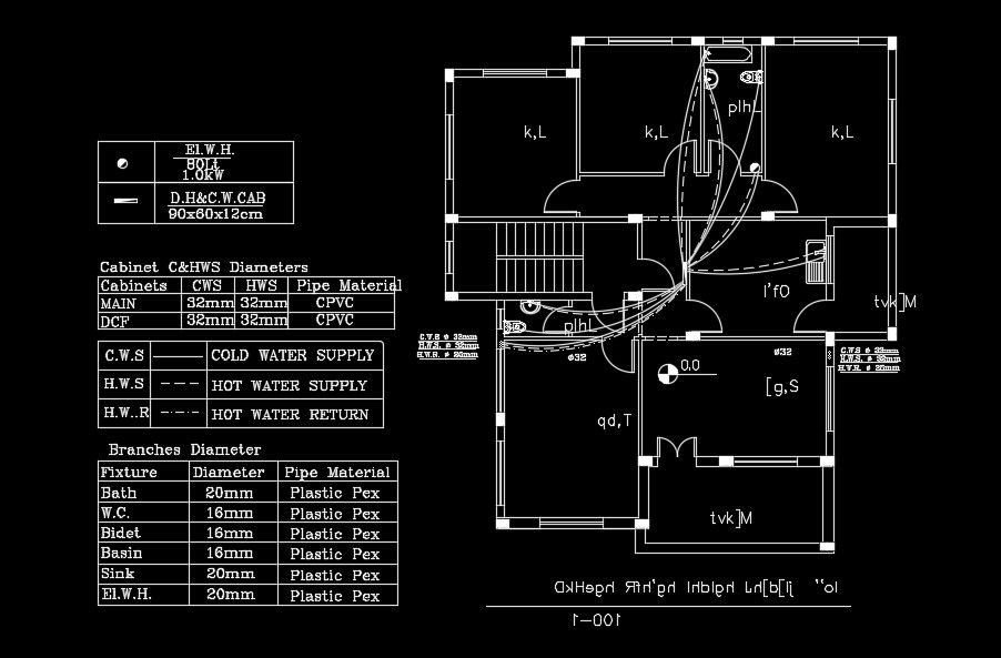 14x16m house plan of the waterline drawing