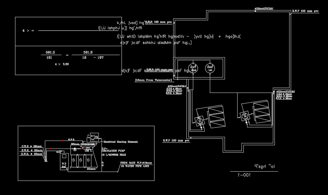 14x16m house plan of the water pump drawing