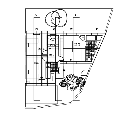 14x16m two story duplex house plan AutoCAD model is given