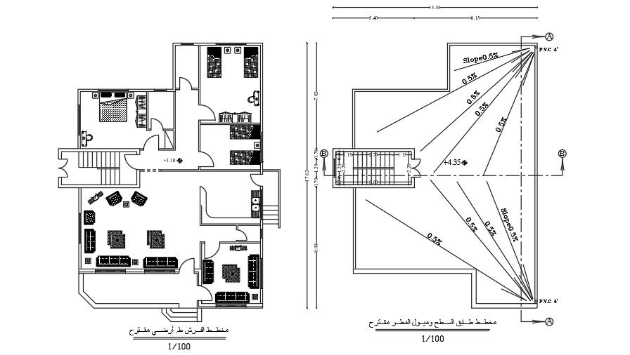 14x17 Meter House Furniture Layout Plan AutoCAD File