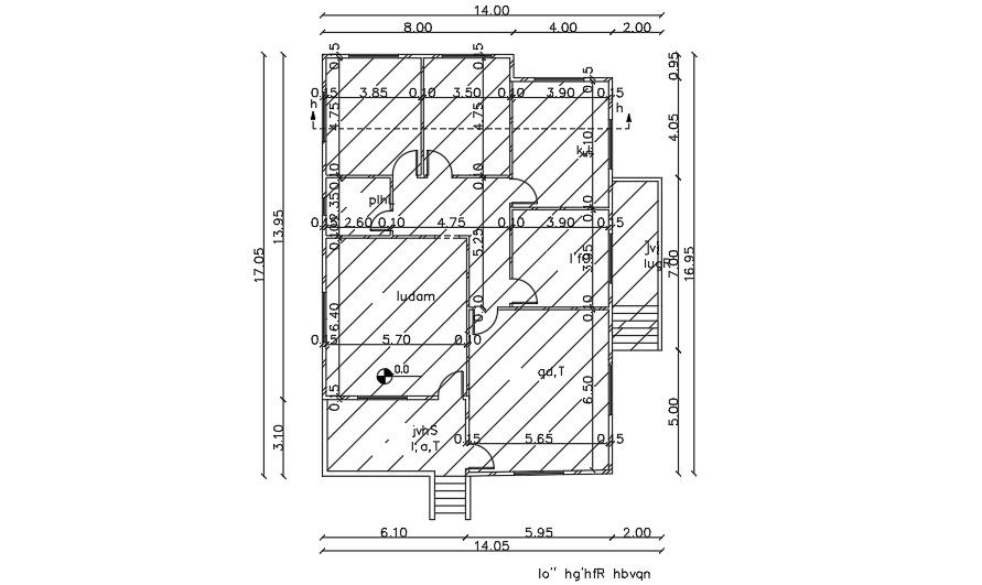 14x17m 2D AutoCAD drawing house plan download now