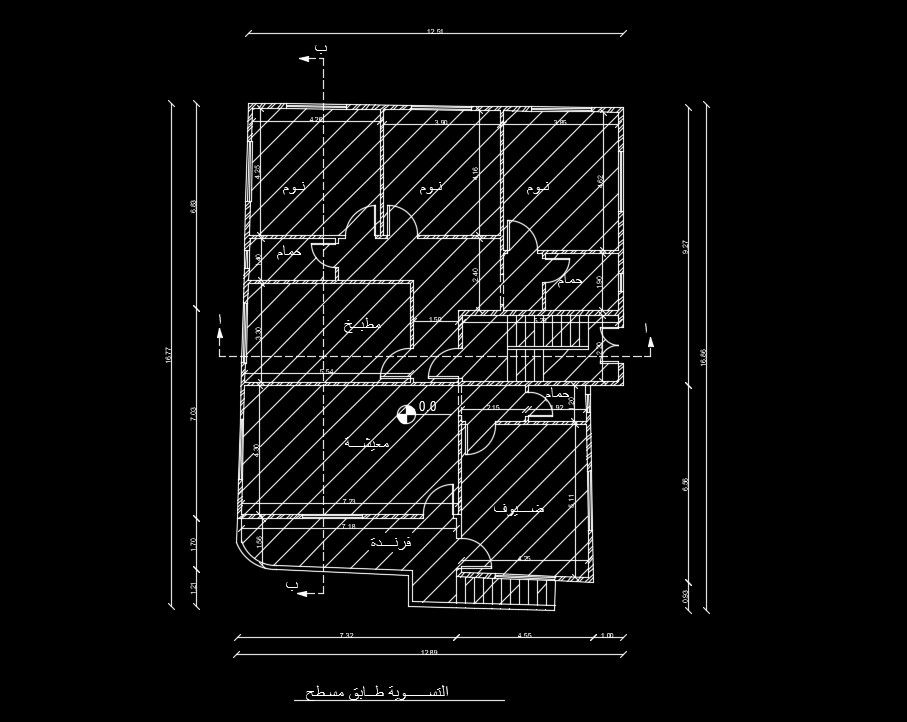 14x17m 3 story ground floor house plan 2D AutoCAD drawing