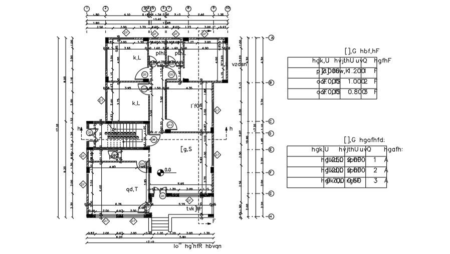 14x17m AutoCAD house plan drawing i